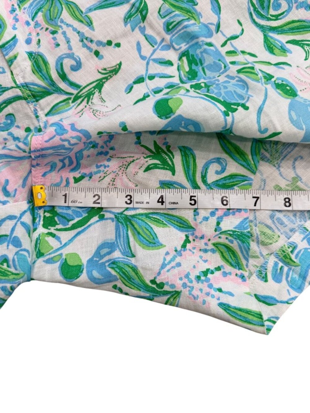 Lilly Pulitzer Womens Size 14 Aldora Linen Shorts Floral 7" White Green Blue - Picture 5 of 8